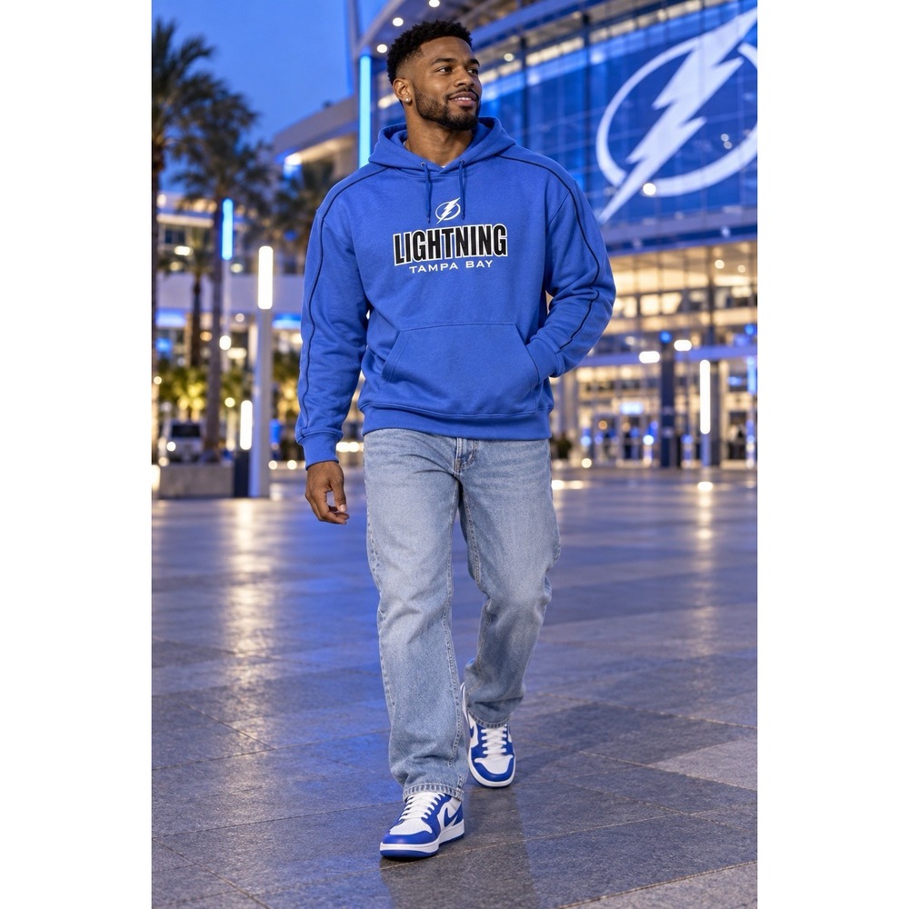 NHL Tampa Bay Lightning Blue Pullover Hoodie Mens 2XL Bolts Hockey Sweatshirt